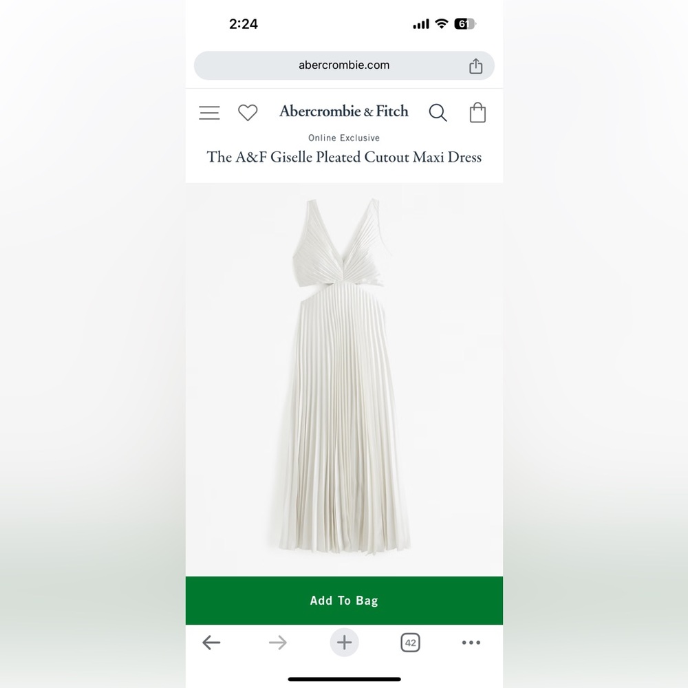 Abercrombie Giselle pleated dress - never worn, size M